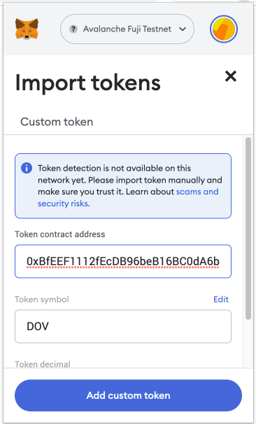 Metamask Import Token address